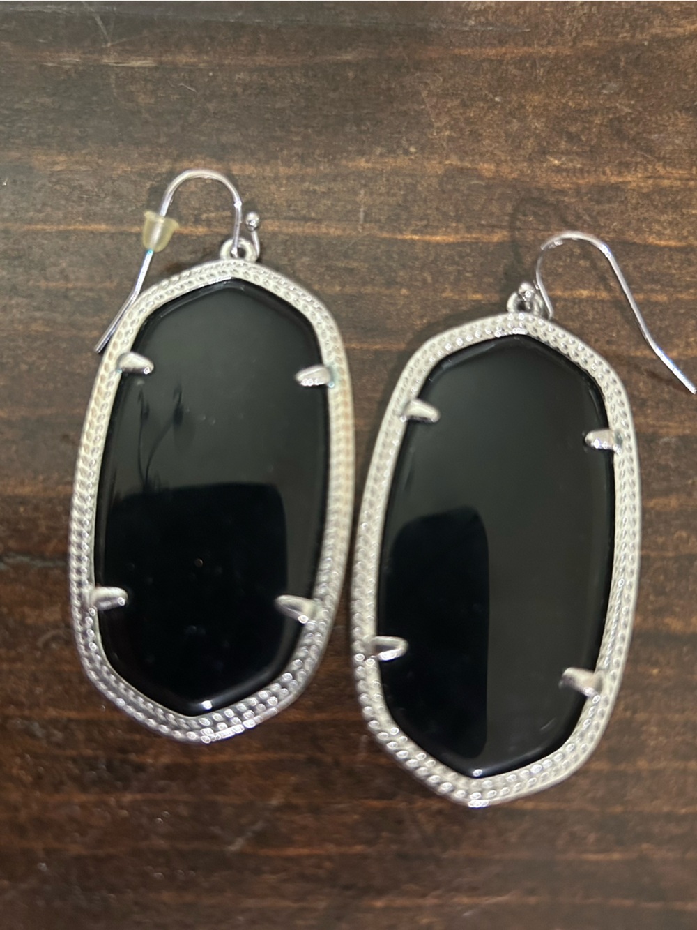 Kendra Scott Black Onyx Oval Drop Earrings - Silver